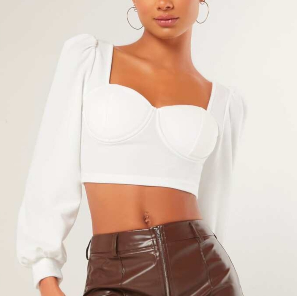 Padded Sweetheart Neckline Crop Top